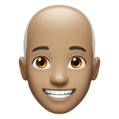 black bald head pretty white teeth smile attrative sticker
