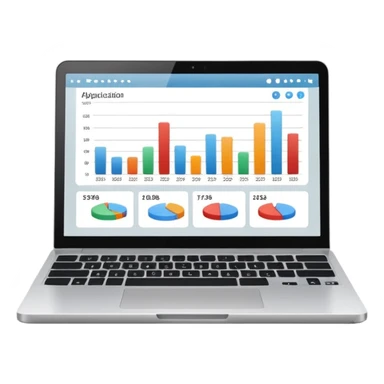 laptop with application showing graphs on the screen sticker