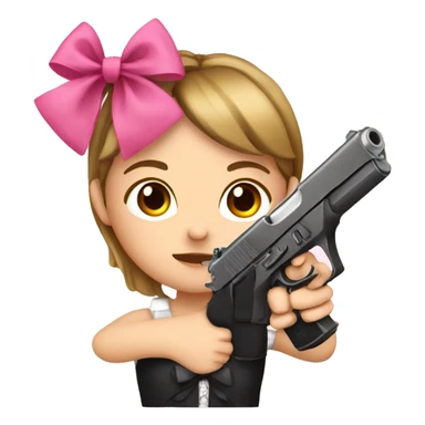 gun with a pink bow with cute girl sticker