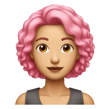 Mulher branca com cabelo castanho curto solto e roupa rosa sticker