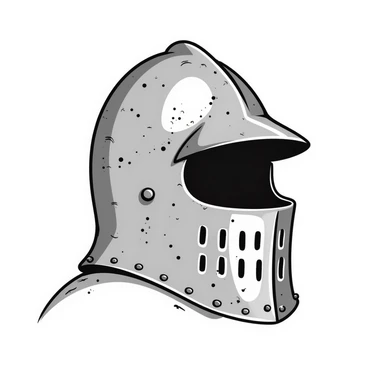 Hand-drawn antique medieval helmet with visor and light rust effects sticker