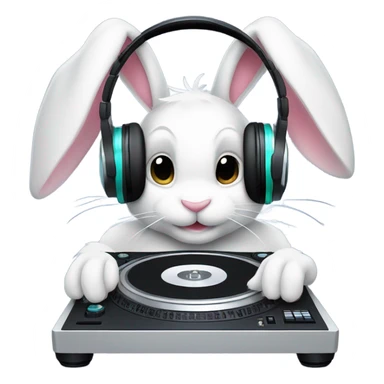 A bunny doing a DJ with headphones  sticker