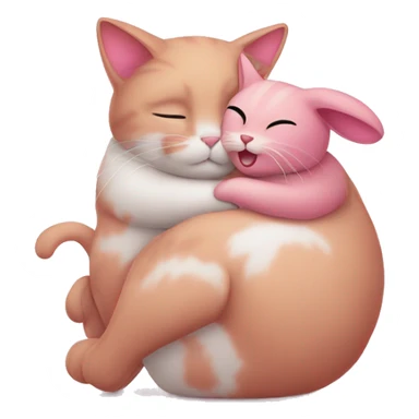 Pink cat hugging bunny sticker