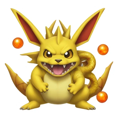 Pikachu fusion shenron with dragon balls sticker