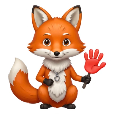 a fox HOLDING a no sign sticker