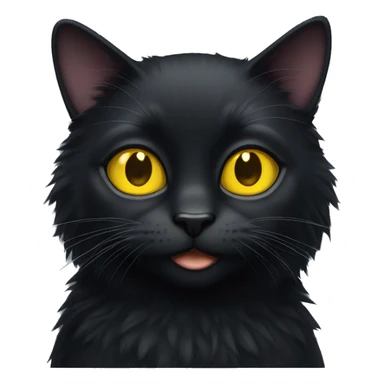 Fluffy Black cat with yellow eyes sticker