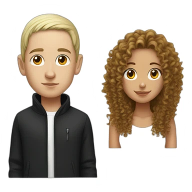 eminem with a girl with curly hair sticker