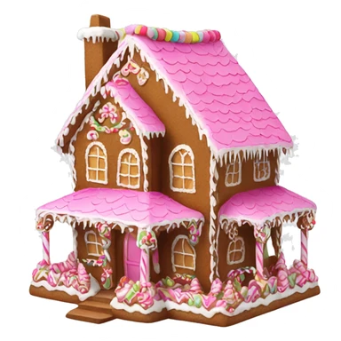 Intricate gingerbread house with pink decorations sticker