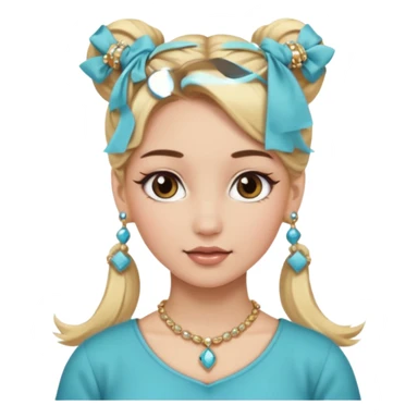 fancy blonde hair girl with ponytails brown makeup and jewellery sticker