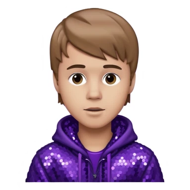 Justin Bieber with light brown hair, dark purple sequin outfit sticker