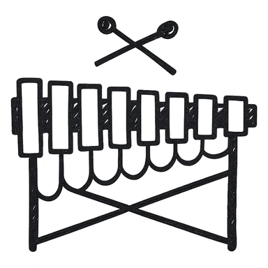 marimba hand drawn black outline icon sticker