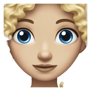 White girl with blonde curly hair and blue eyes ￼ sticker
