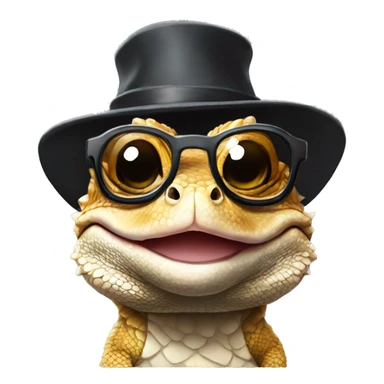 Bearded dragon with hat and glasses sticker