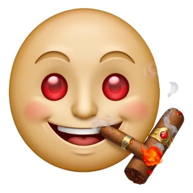 Smiling emoji smoking a cigar with red eyes sticker