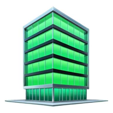 modern office building with neon green glow sticker