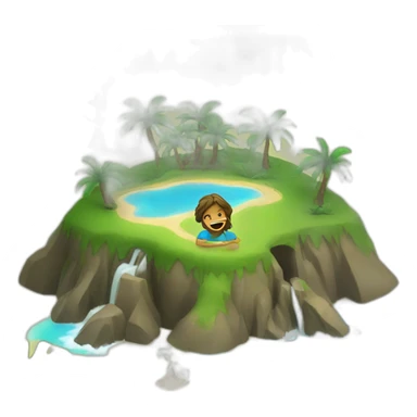 Playing on phone in an island sticker