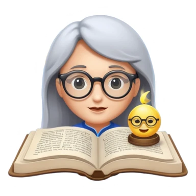 moon reading spell book with glasses sticker