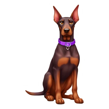 realistic red doberman with pointy ears with purple collar sticker