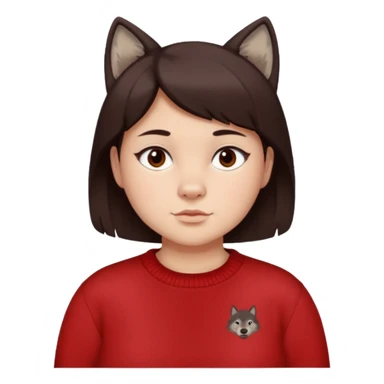 make a girl that has a boyish wolf cut thats right above the shoulders, give her a red sweater that says “ About you, the 1975 “ and make her face just right chubby but slso not too chubby. ( make it a white background and make the hair dark brown and also the eyes dark brown ) sticker