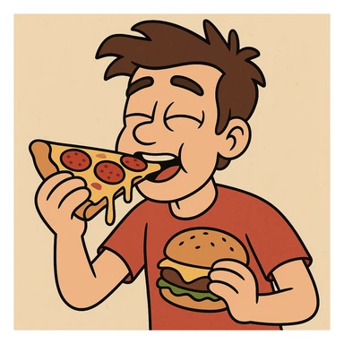  Hamburger pepperoni pizza the boy eating pizza sticker