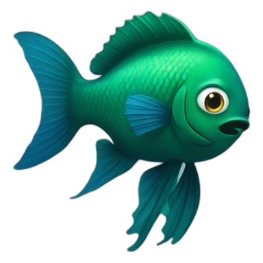 dark green fish with blue eyes with human hand  arms  instead of a fin sticker