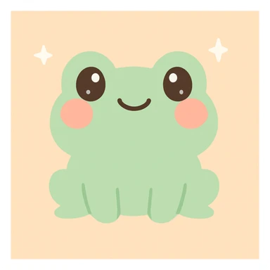 kawaii frog with blushing cheeks and sparkles sticker