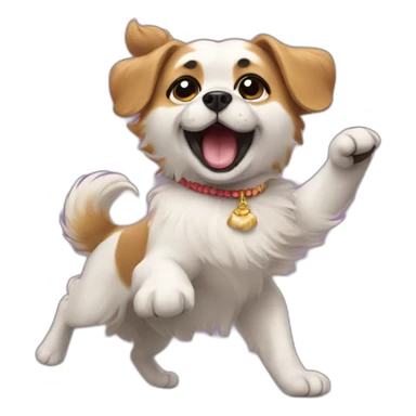 Pekinés dog dancing sticker