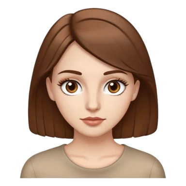 white girl with brown hair, light brown eyes, medium eyelashes, brown eyebrows, medium lips, medium nose sticker