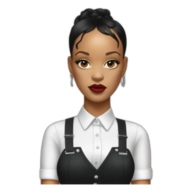 rihanna wearing a suspender suit hyperrealistic sticker