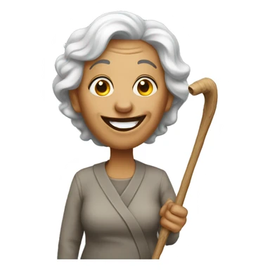 Crazy lady with a stick sticker