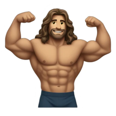 LONG HAIRED MAN SHOWING BICEP MUSCLE sticker