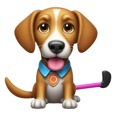 Dog playing field hockey  sticker