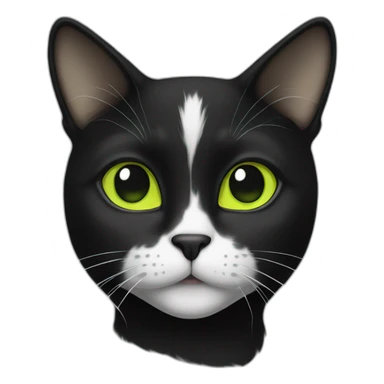 black-and-white cat with yellow-green eyes sticker