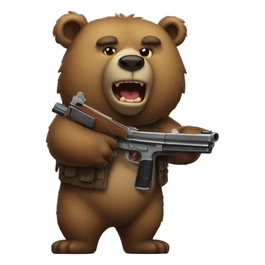 Bear with a gun and bear sticker