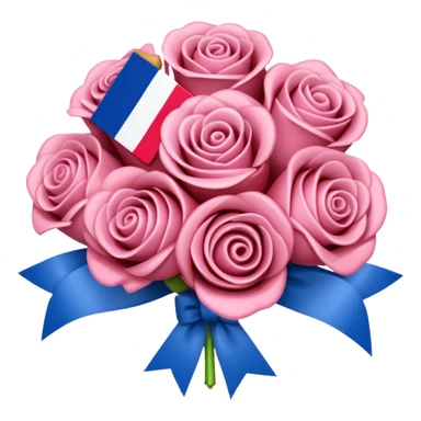 SPAM MEAT rose bouquet wrapped in french flag bow sticker