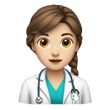 Brown hair girl with blue eyes doctor sticker