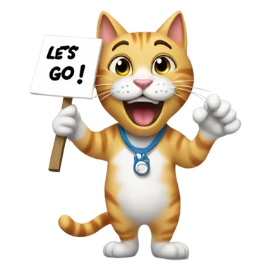 Funny cat holding a sign that says “LETS GO!!” sticker
