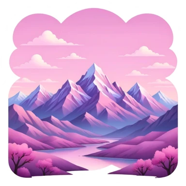 pink landscape with mountains and sky sticker