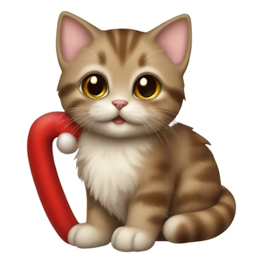 Brown oyster colored kitten that is pulling Santas sleigh sticker