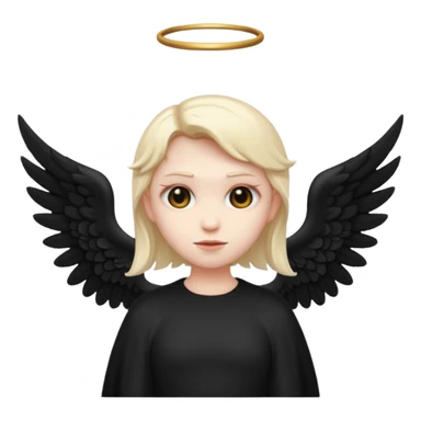 Créé un emojis avec une tenue complète d'ange et des ailes noir de demon sticker