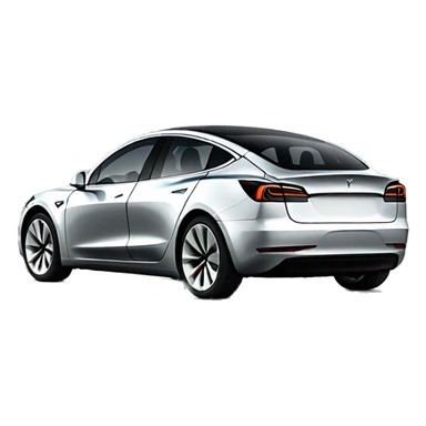 Emoji of Tesla model 3 in silver sticker