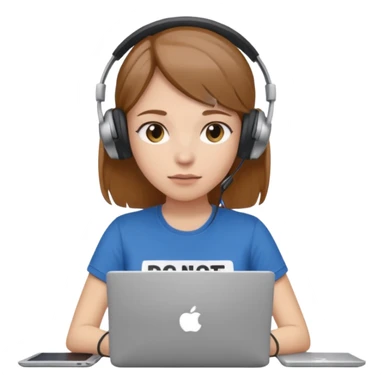 busy female with laptop and headphones do not disturb sticker