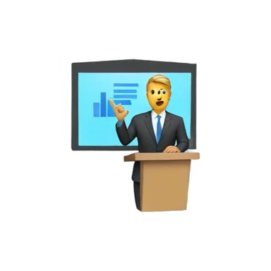 a presenter presenting data  sticker