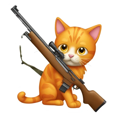 Orange cat with a hunting rifle sticker