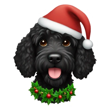 black labradoodle with christmas sticker