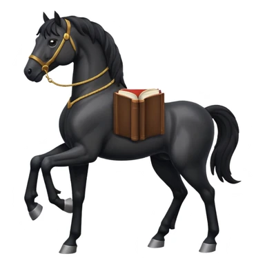 black horse with book sticker