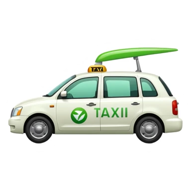 side view of a white taxi car with green Bolt logo sticker
