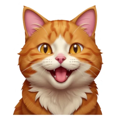 A high-resolution photo-realistic digital illustration of a ginger tabby cat head tilted yawning eyes open, chest upward sticker