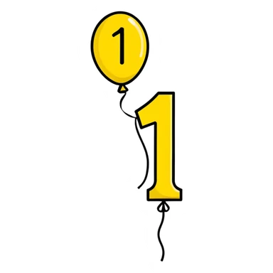 Foil balloon gold number 1 closed sticker