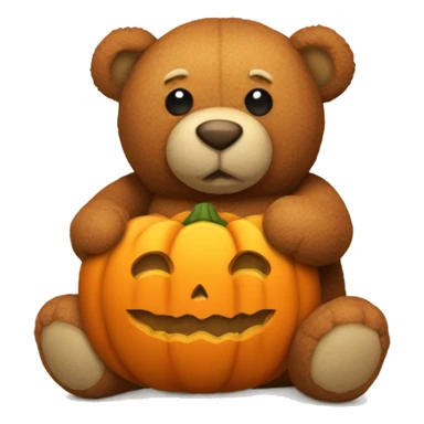 Stuffed teddy bear with pumpkin for the stomach  sticker